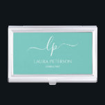 Elegant and simple handwritten script calligraphy business card case<br><div class="desc">Beautiful and modern design. Simply add your initials between the symbols and customize the text.</div>