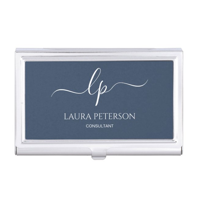 Elegant and simple handwritten script calligraphy business card case (Front)