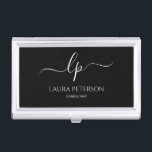 Elegant and simple handwritten script calligraphy business card case<br><div class="desc">Beautiful and modern design. Simply add your initials between the symbols and customize the text.</div>