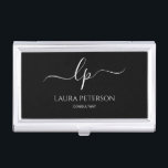 Elegant and simple handwritten script calligraphy business card case<br><div class="desc">Beautiful and modern design. Simply add your initials between the symbols and customize the text.</div>