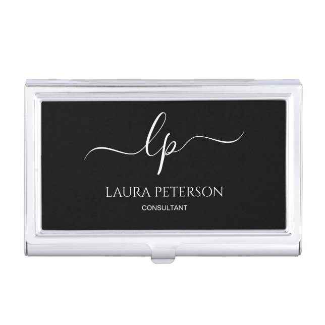 Elegant and simple handwritten script calligraphy business card case (Front)