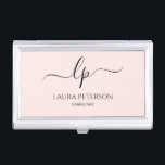 Elegant and simple handwritten script calligraphy business card case<br><div class="desc">Beautiful and modern design. Simply add your initials between the symbols and customize the text.</div>