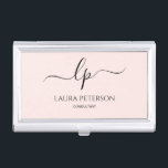 Elegant and simple handwritten script calligraphy business card case<br><div class="desc">Beautiful and modern design. Simply add your initials between the symbols and customize the text.</div>