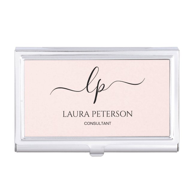 Elegant and simple handwritten script calligraphy business card case (Front)