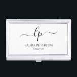 Elegant and simple handwritten script calligraphy business card case<br><div class="desc">Beautiful and modern design. Simply add your initials between the symbols and customize the text.</div>