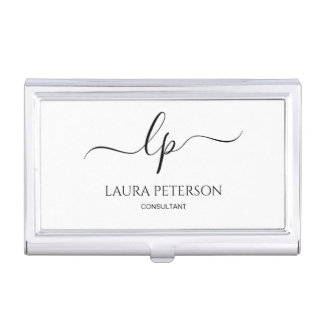 Elegant and simple handwritten script calligraphy business card case