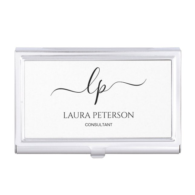 Elegant and simple handwritten script calligraphy business card case (Front)