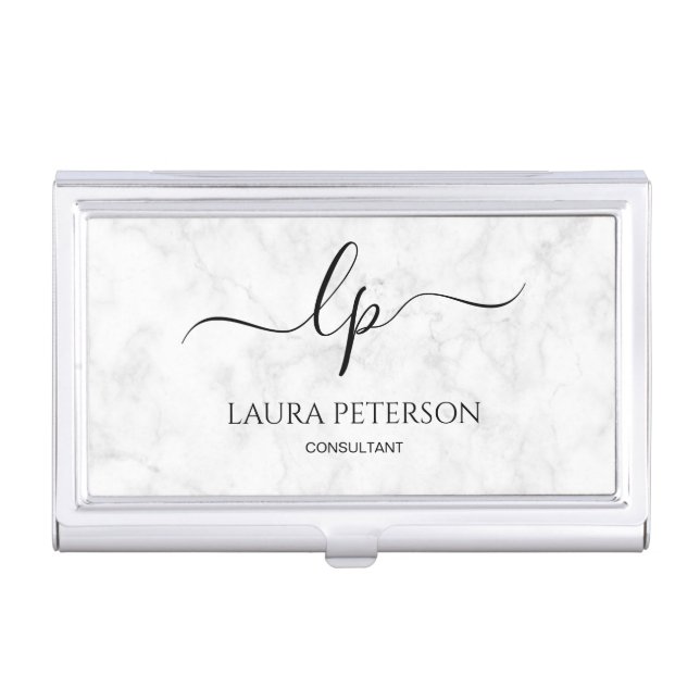 Elegant and simple handwritten script calligraphy business card case (Front)