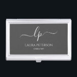 Elegant and simple handwritten script calligraphy business card case<br><div class="desc">Beautiful and modern design. Simply add your initials between the symbols and customize the text.</div>