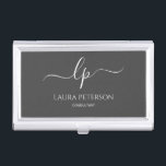 Elegant and simple handwritten script calligraphy business card case<br><div class="desc">Beautiful and modern design. Simply add your initials between the symbols and customize the text.</div>