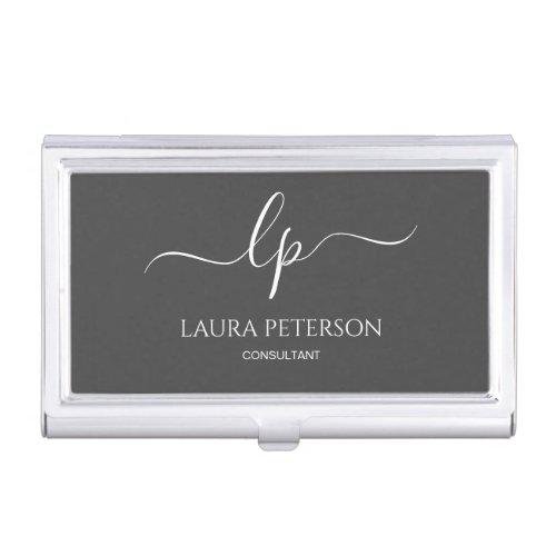 Elegant and simple handwritten script calligraphy business card case
