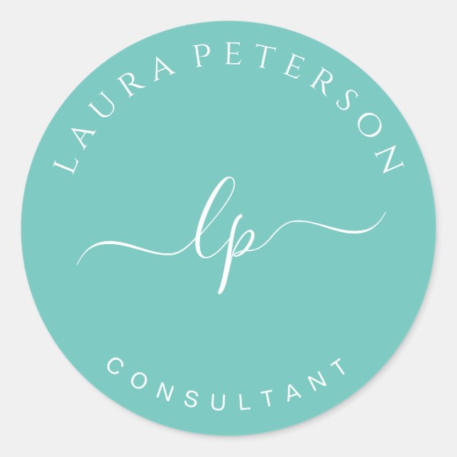 Elegant and simple handwritten script calligraphy classic round sticker (Front)