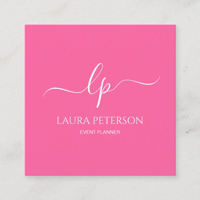 Elegant and simple handwritten script calligraphy square business card (Front)