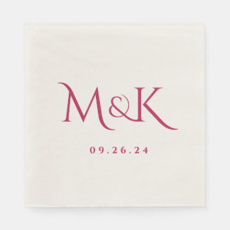 Elegant and Simple Magenta Wedding Monogram Napkins