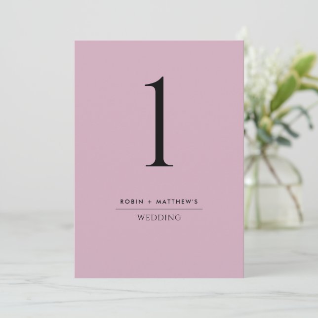 Elegant and Simple Mauve Table Number (Standing Front)