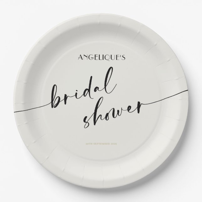 Elegant and Simple - Minimalist Bridal Shower Paper Plates (Front)