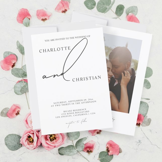 Elegant and Simple Minimalist Script Wedding Invitation (Elegant and Simple Minimalist Script Wedding Invitations from Ricaso. Add your own photo and text)