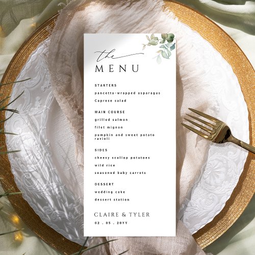 Elegant  and Simple Modern Greenery Wedding  Menu