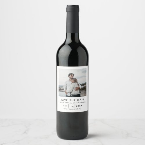 Elegant and Simple Modern Weeding Save The Date Wine Label