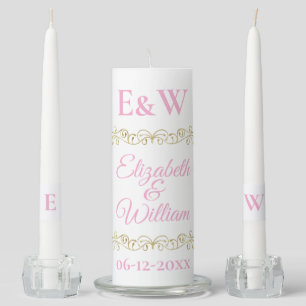 Elegant and simple monogram name wedding ceremony  unity candle set