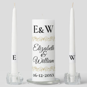 Elegant and simple monogram name wedding ceremony unity candle set