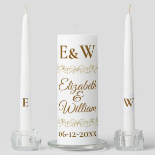 Elegant and simple monogram name wedding ceremony unity candle set