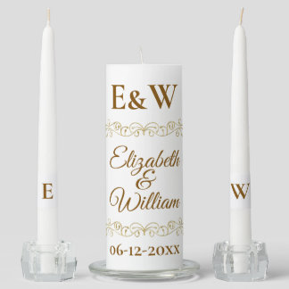 Elegant and simple monogram name wedding ceremony unity candle set