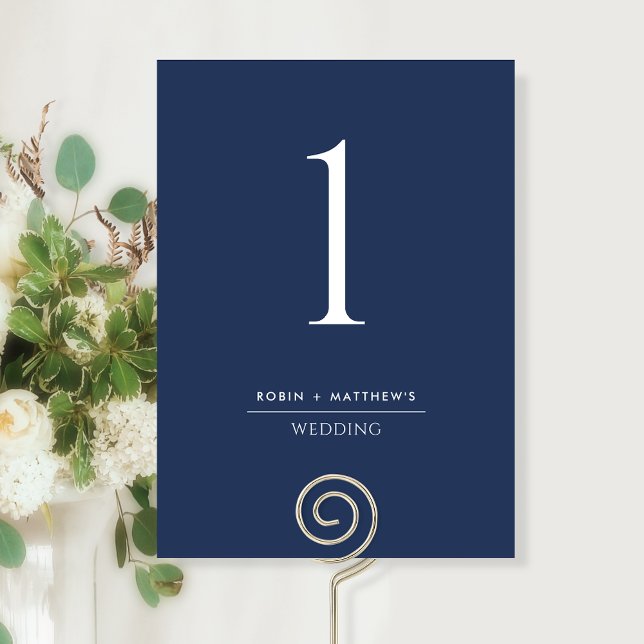 Elegant and Simple Navy Blue Table Number (Creator Uploaded)