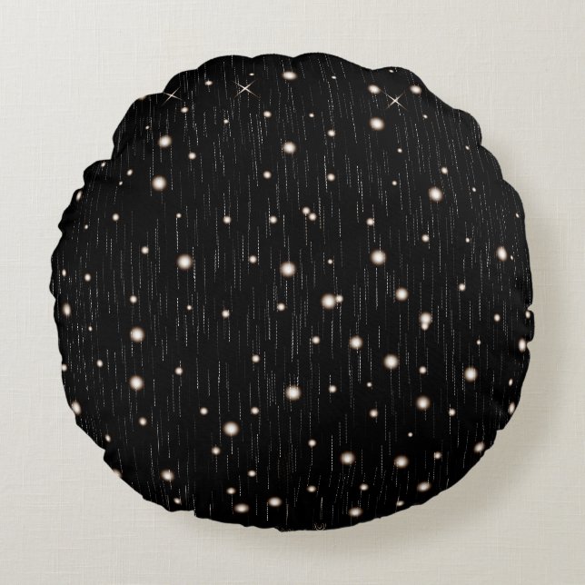 Elegant and simple night snow pattern round pillow (Front)