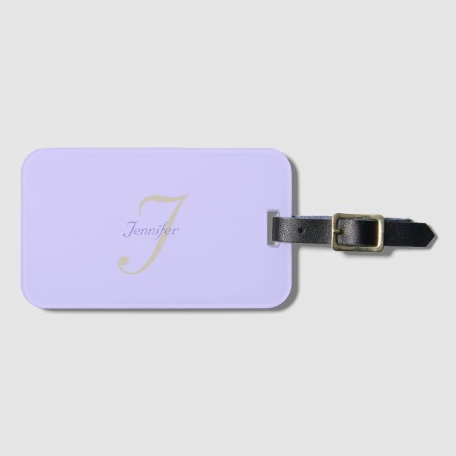 Elegant and simple pastel monogram luggage tag (Front Horizontal)