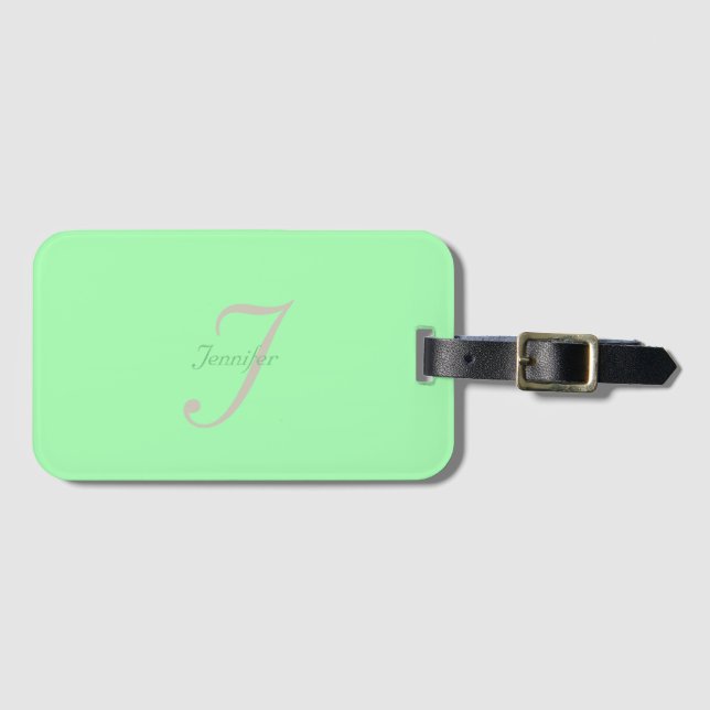Elegant and simple pastel monogram luggage tag (Front Horizontal)