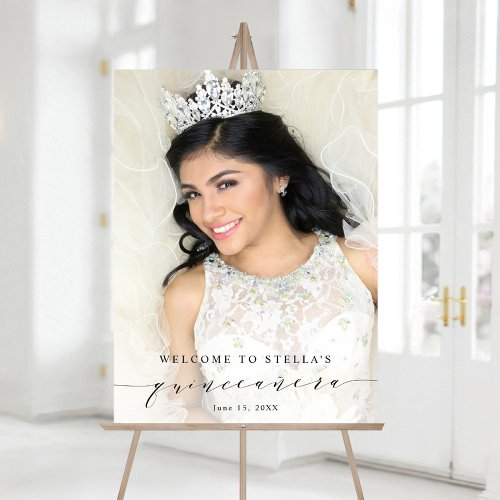 Elegant and Simple Quinceaera Welcome Photo Faux Canvas Print
