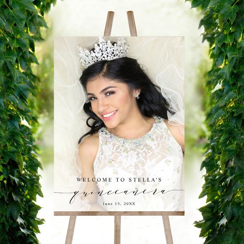Elegant and Simple Quinceaera Welcome Photo  Foam Board