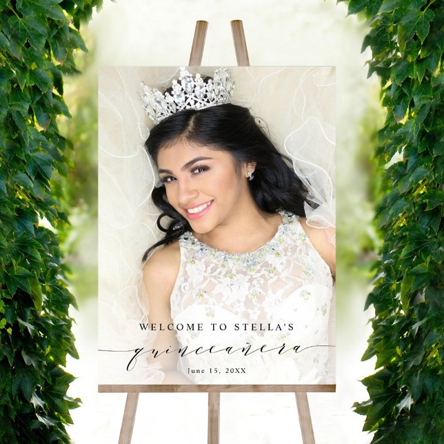 Elegant and Simple Quinceañera Welcome Photo  Foam Board (Creator Uploaded)