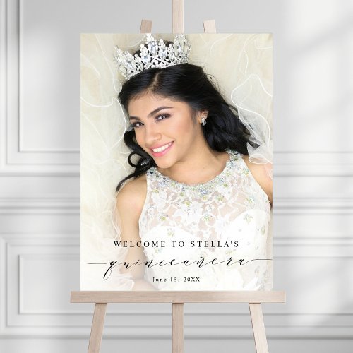 Elegant and Simple Quinceaera Welcome Photo Sign