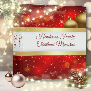 Elegant And Simple Red Christmas Photo 3 Ring Binder