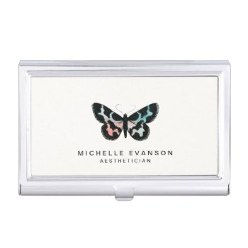 Elegant And Simple Watercolor Butterfly Logo Business Card Case by whimsydesigns at Zazzle