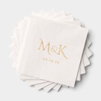 Elegant and Simple Wedding Monogram Foil Napkins