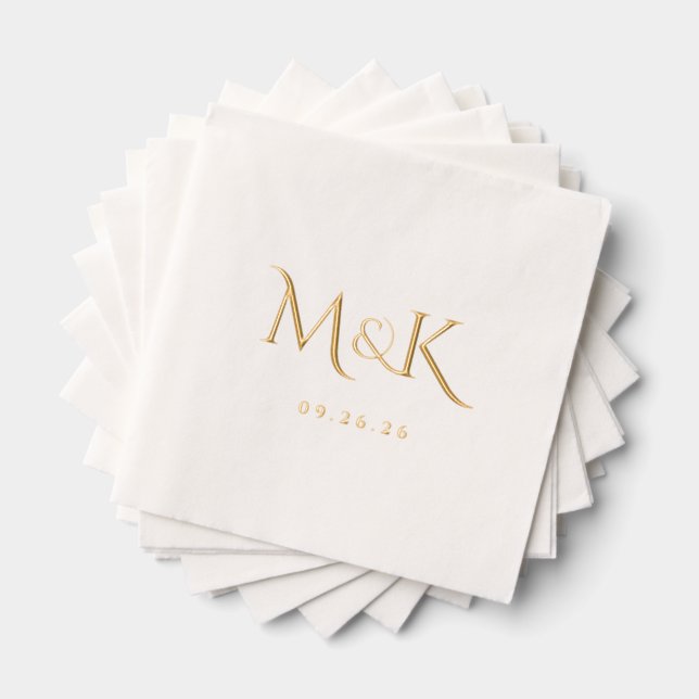 Elegant and Simple Wedding Monogram Foil Napkins (Insitu (Stacked))
