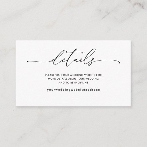 Elegant and Simple Wedding Website  Details  Enclosure Card