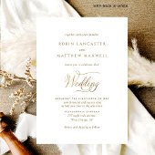 Elegant and Simple White and Gold Wedding Invitation | Zazzle