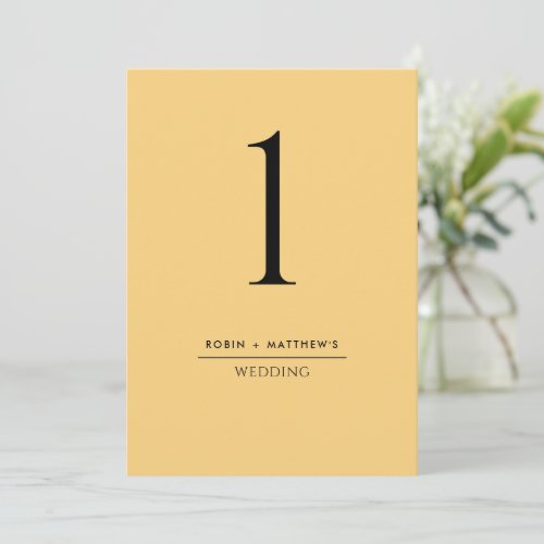 Elegant and Simple Yellow Table Number