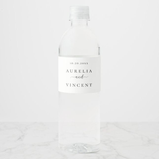 Elegant and Sleek Wedding Water Bottle Label (Front)
