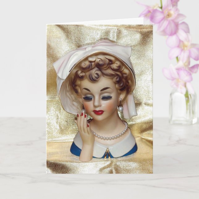 Elegant and Sophisticated Lady Head Vase Pam Fancy Card (Orchid)