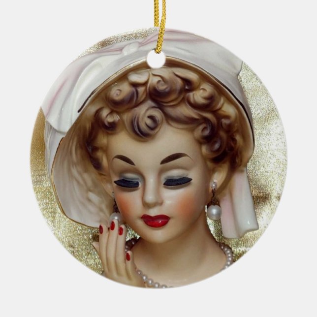 Elegant and Sophisticated Lady Head Vase Pam Fancy Ceramic Ornament (Front)