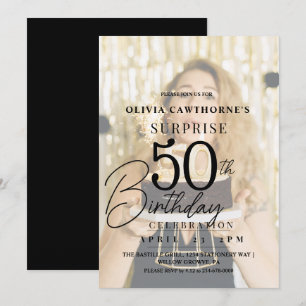 Elegant and stylish 50th Photo Birthday  Invitatio Invitation