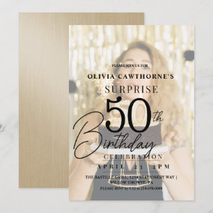 Elegant and stylish 50th Photo Birthday  Invitatio Invitation