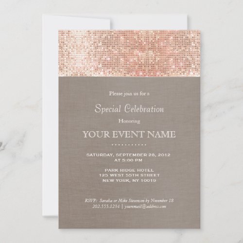 Elegant and Stylish Faux Rose Gold Sequins Party Invitation
