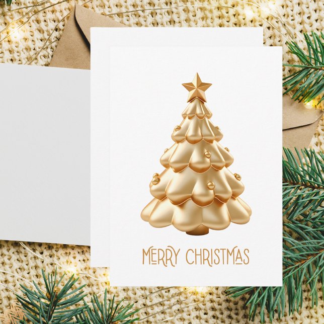 Elegant and Stylish Gold and White Christmas Tree Note Card (Creator Uploaded)