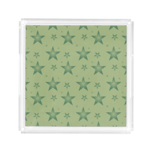 Elegant and Stylish Olive Stars on Sage Green Acrylic Tray